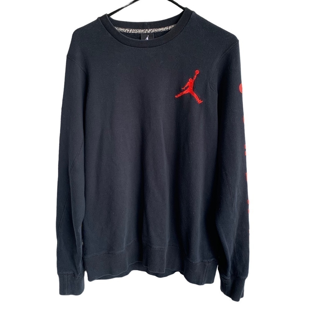 Air Jordan Sweater Mens Large Black Jumpman Logo Sweatshirt Basketball